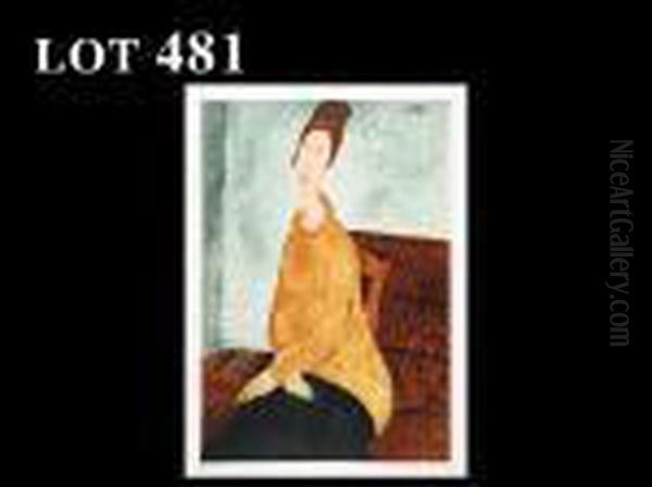 Jeanne Hebuterne En Pullover Jaun Oil Painting by Amedeo Modigliani