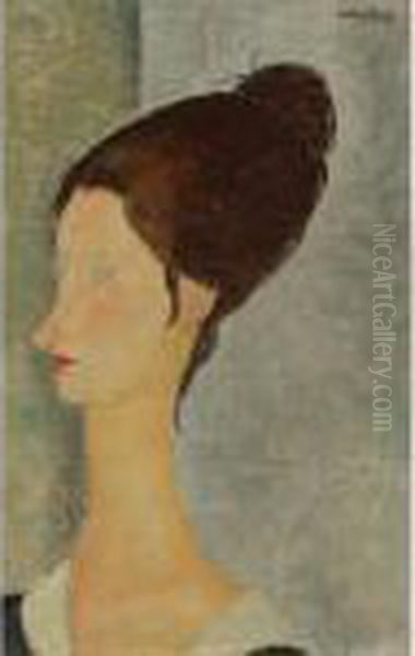 Portrait De Jeanne Hebuterne Oil Painting by Amedeo Modigliani