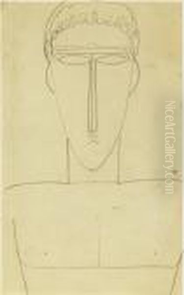 Tete Et Buste D'homme De Face Oil Painting by Amedeo Modigliani