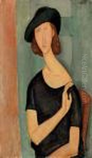 Jeanne Hebuterne (au Chapeau) Oil Painting by Amedeo Modigliani