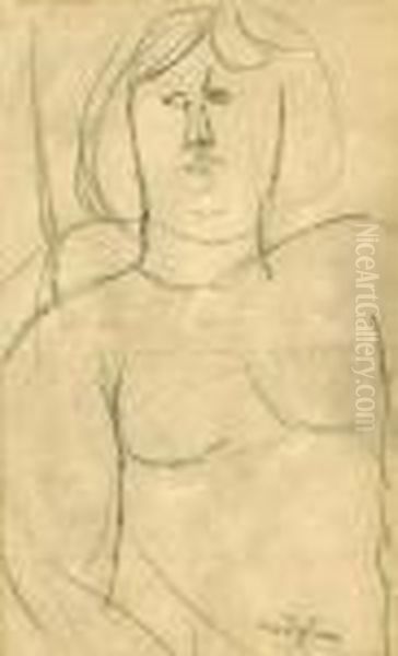 Famme (au Visage Plein) Oil Painting by Amedeo Modigliani