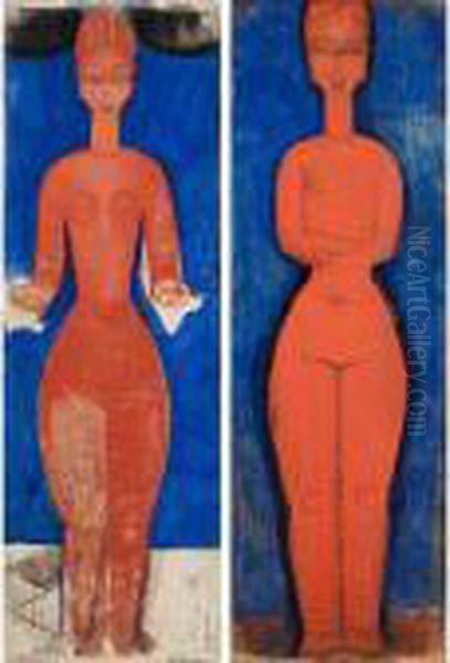 I) Cariatide Oil Painting by Amedeo Modigliani