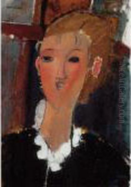 Jeune Femme A La Collerette Oil Painting by Amedeo Modigliani