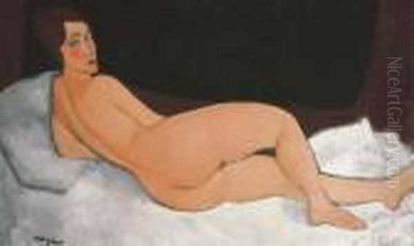 Nu Couche (sur Le Cote Gauche) Oil Painting by Amedeo Modigliani