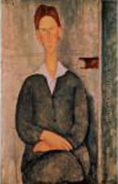 Giovanotto Dai Capelli Rossi Oil Painting by Amedeo Modigliani