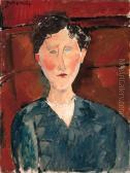 Portrait De Femme Au Corsage Bleu Oil Painting by Amedeo Modigliani