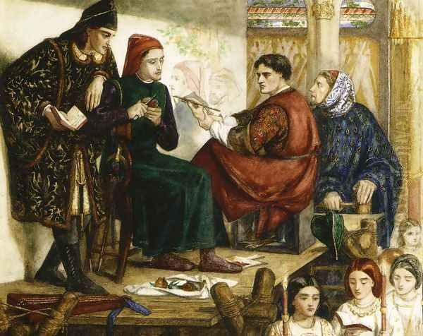 Giotto Painting the Portrait of Dante Oil Painting by Dante Gabriel Rossetti