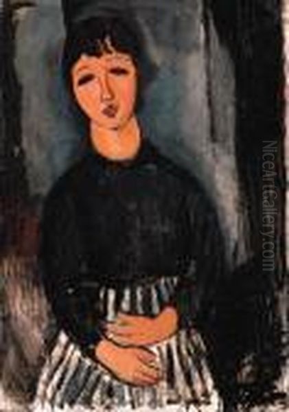 La Servante Au Tablier Ray Oil Painting by Amedeo Modigliani