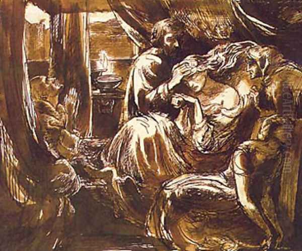 Study for the Death of Lady Macbeth Oil Painting by Dante Gabriel Rossetti