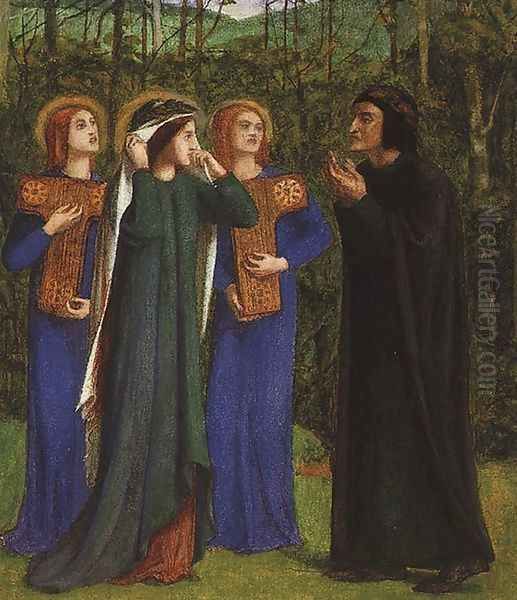 The Meeting of Dante and Beatrice in Paradise Oil Painting by Dante Gabriel Rossetti