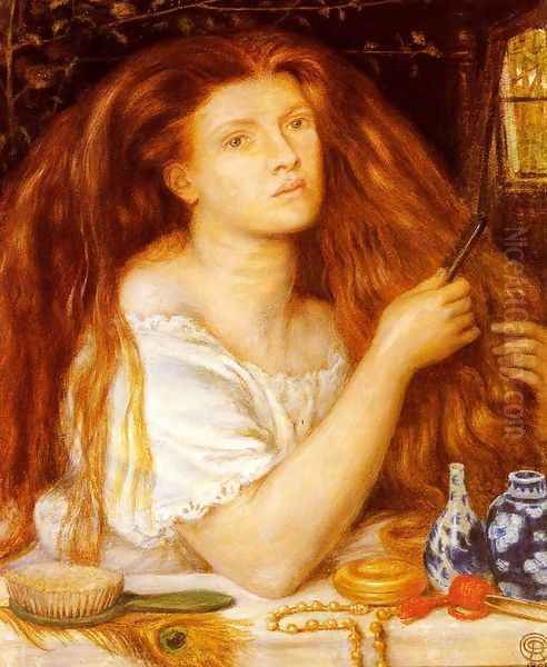 Woman Combing Her Hair Oil Painting by Dante Gabriel Rossetti