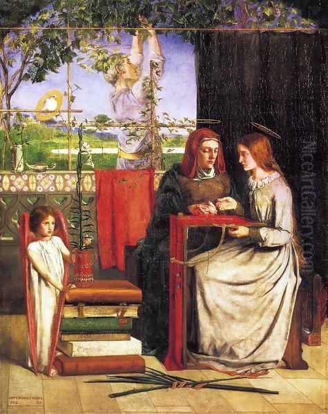 The Girlhood of Mary Virgin 1848-49 Oil Painting by Dante Gabriel Rossetti