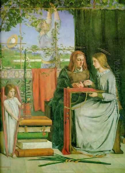 The Childhood Of Mary Virgin Oil Painting by Dante Gabriel Rossetti