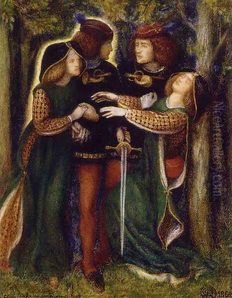 How They Met Themselves Oil Painting by Dante Gabriel Rossetti