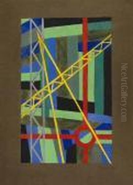 Komposition Oil Painting by Laszlo Moholy-Nagy