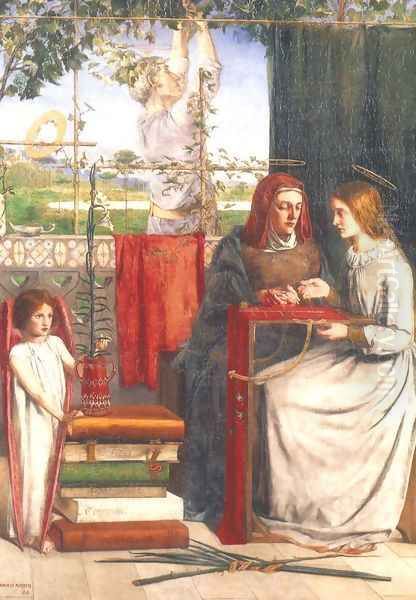 Girlhood of Mary Virgin Oil Painting by Dante Gabriel Rossetti