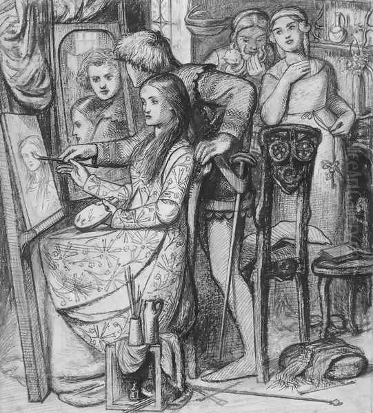 A Parable of Love (or Love's Mirror) Oil Painting by Dante Gabriel Rossetti