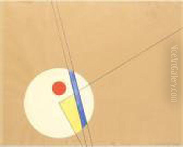 Untitled Oil Painting by Laszlo Moholy-Nagy