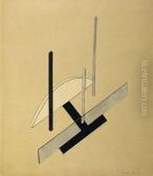 Sketch For Steel Sculpture Oil Painting by Laszlo Moholy-Nagy