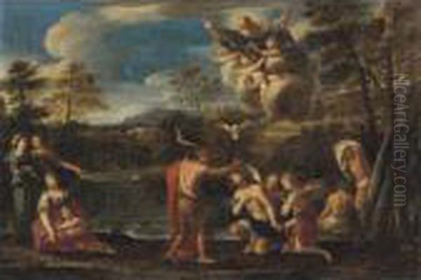 The Baptism Of Christ Oil Painting by Pier Francesco Mola