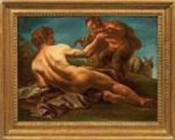 Ruhender Bacchus Mitsatyr Oil Painting by Pier Francesco Mola