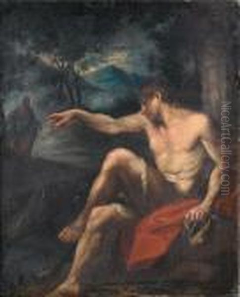 Saint John The Baptist In The Wilderness Oil Painting by Pier Francesco Mola