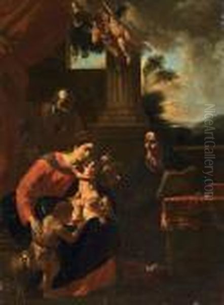 Sacra Famiglia Con Sant'anna E San Giovannino Oil Painting by Pier Francesco Mola