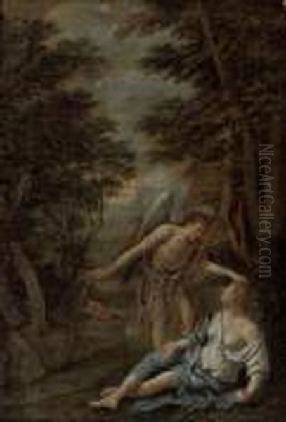 Hagar And The Angel Oil Painting by Pier Francesco Mola