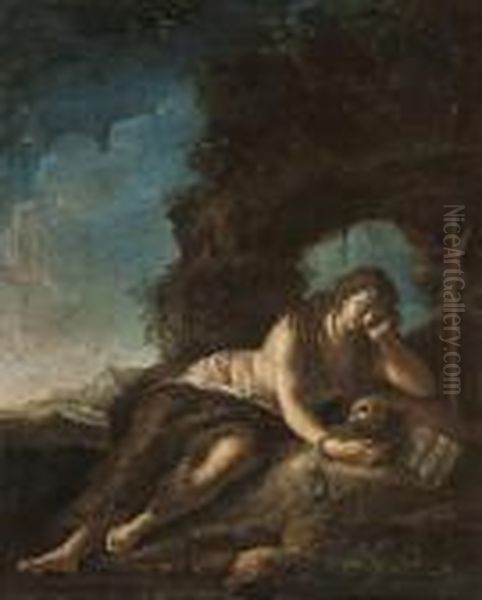 The Penitent Magdalen In A Landscape Oil Painting by Pier Francesco Mola