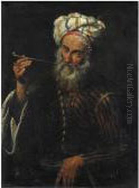 Ritratto Di Orientale Che Fuma Una Pipa Oil Painting by Pier Francesco Mola