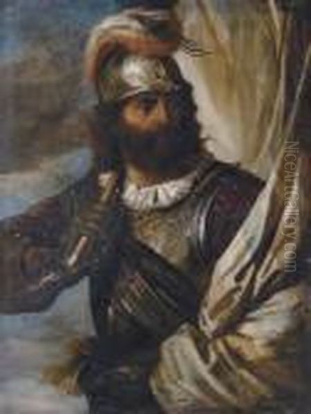 A Standard Bearer Oil Painting by Pier Francesco Mola