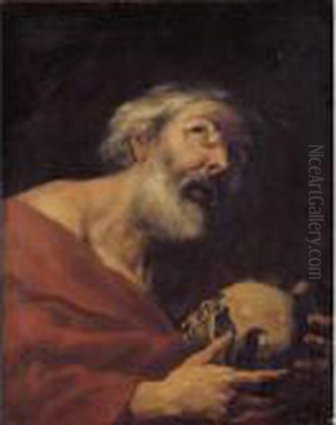 St. Jerome Contemplating A Skull Oil Painting by Pier Francesco Mola