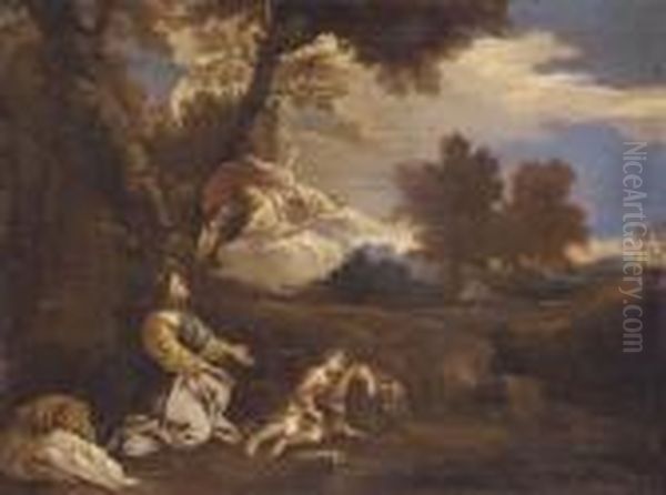 Angel Appears To Hagar And Ishmael Oil Painting by Pier Francesco Mola