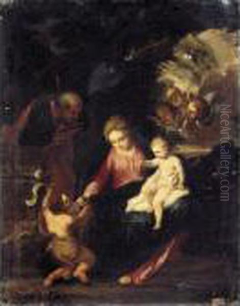 The Holy Family With Saint John The Baptist Oil Painting by Pier Francesco Mola