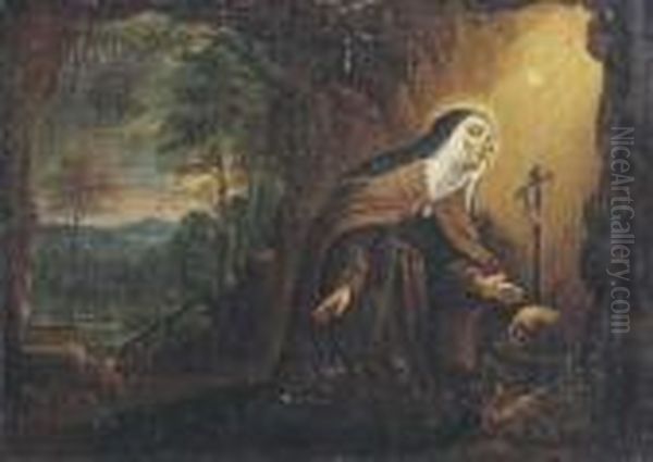 The Penitent Saint Theresa In A Grotto Oil Painting by Pier Francesco Mola