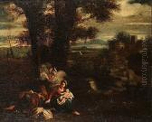 The Rest On The Flight Into Egypt Oil Painting by Pier Francesco Mola