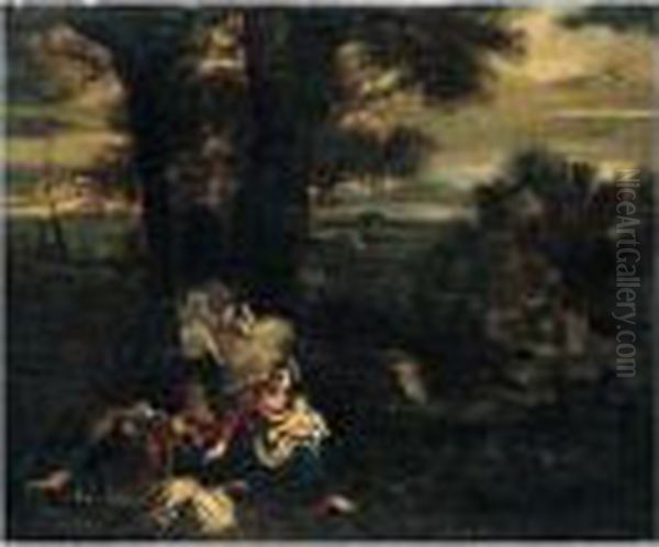 The Rest On The Flight Into Egypt Oil Painting by Pier Francesco Mola