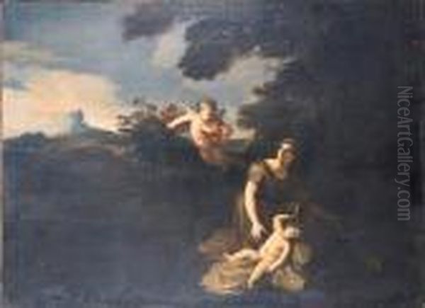 Hagar And Ishmael In The Wilderness Oil Painting by Pier Francesco Mola