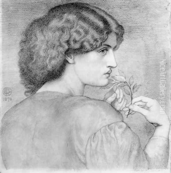 The Roseleaf Oil Painting by Dante Gabriel Rossetti