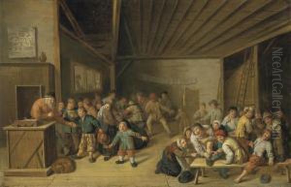 A Schoolroom Interior Oil Painting by Jan Miense Molenaer