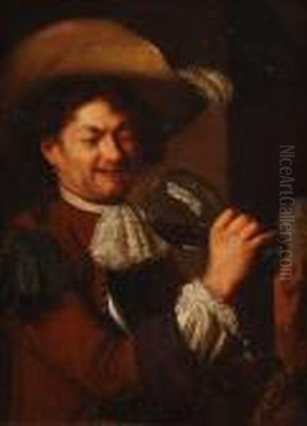 Study Of A Mandrinking From A Roemer Oil Painting by Jan Miense Molenaer