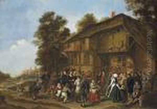 A Village Wedding Oil Painting by Jan Miense Molenaer