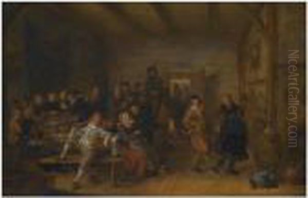 A Tavern Interior With Figures Revelling And Merry-making During Awedding Feast Oil Painting by Jan Miense Molenaer