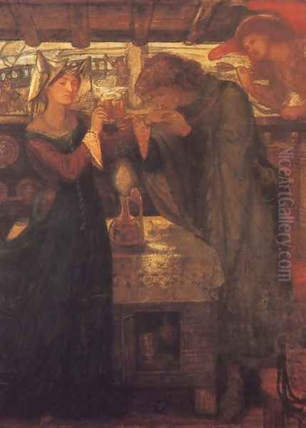 Tristram And Isolde Drinking The Love Potion Oil Painting by Dante Gabriel Rossetti