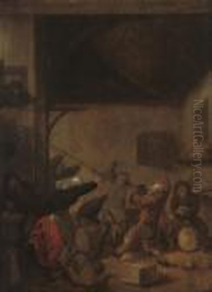 Peasants Brawling In A Tavern Oil Painting by Jan Miense Molenaer