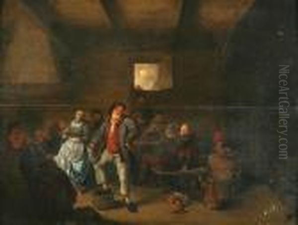 Tavern Scene Oil Painting by Jan Miense Molenaer