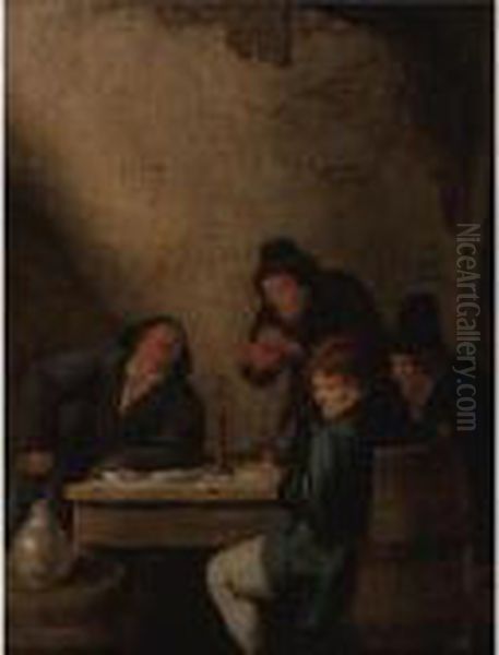 Peasants Drinking In A Tavern Oil Painting by Jan Miense Molenaer