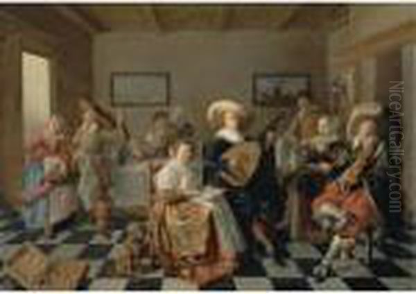 A Merry Company Oil Painting by Jan Miense Molenaer