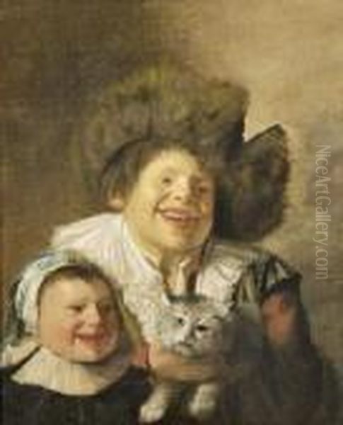 Jeune Garcon Et Fillette Au Chat Oil Painting by Jan Miense Molenaer