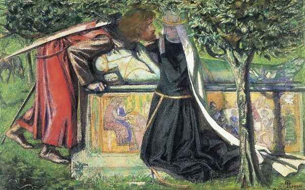 Arthur's Tomb: The Last Meeting of Lancelot and Guinevere Oil Painting by Dante Gabriel Rossetti